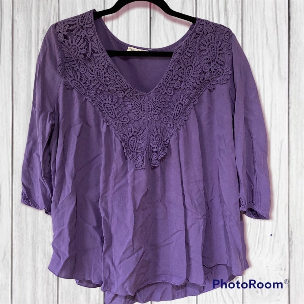 Urban Doll Crochet Detail Purple Shirt